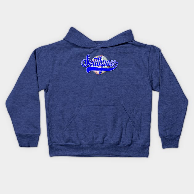 Southpaw Baseball Blue Kids Hoodie by Turnbill Truth Designs